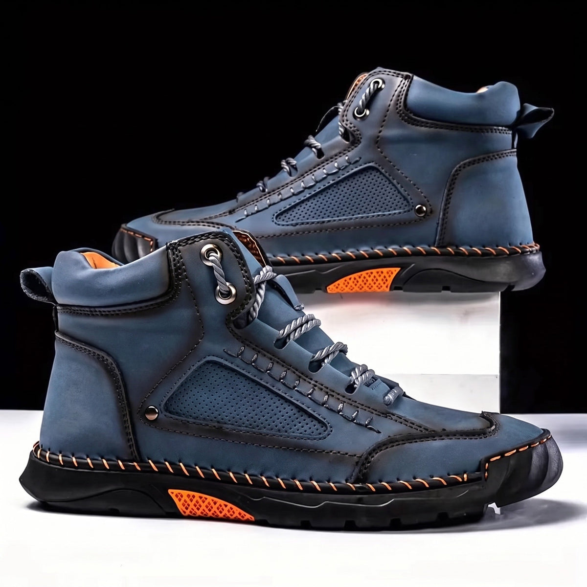 Marcus - Men's Orthopaedic Lace-Up Ankle Boots with Contrast Sole