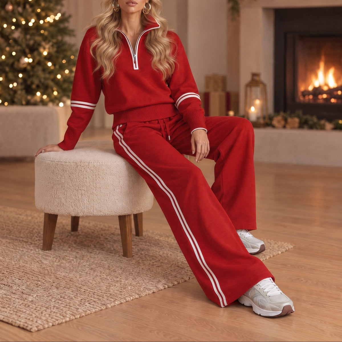Amelia – Women’s Half-Zip Sweatshirt and Wide-Leg Pants Set