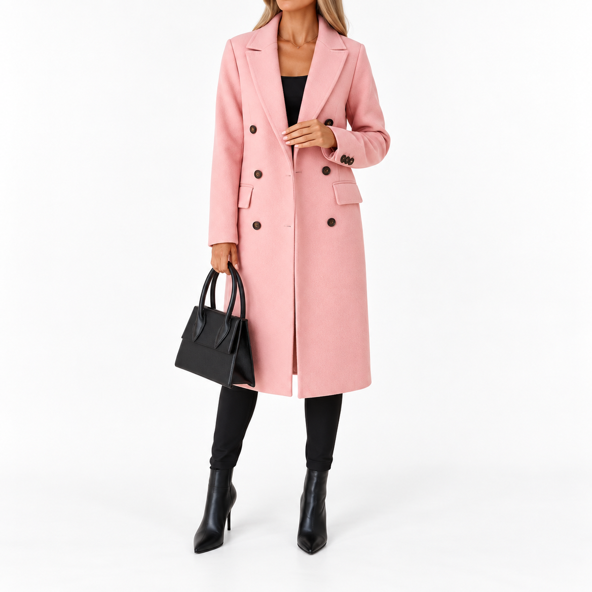 Victoria - Women's Double-Breasted Tailored Overcoat with Notch Lapel