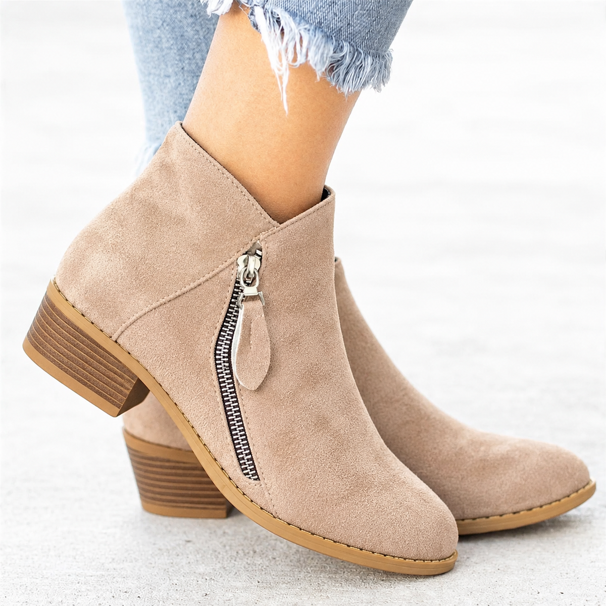 Chloe - Women's Block Heel Orthopedic Side Zip Ankle Boots