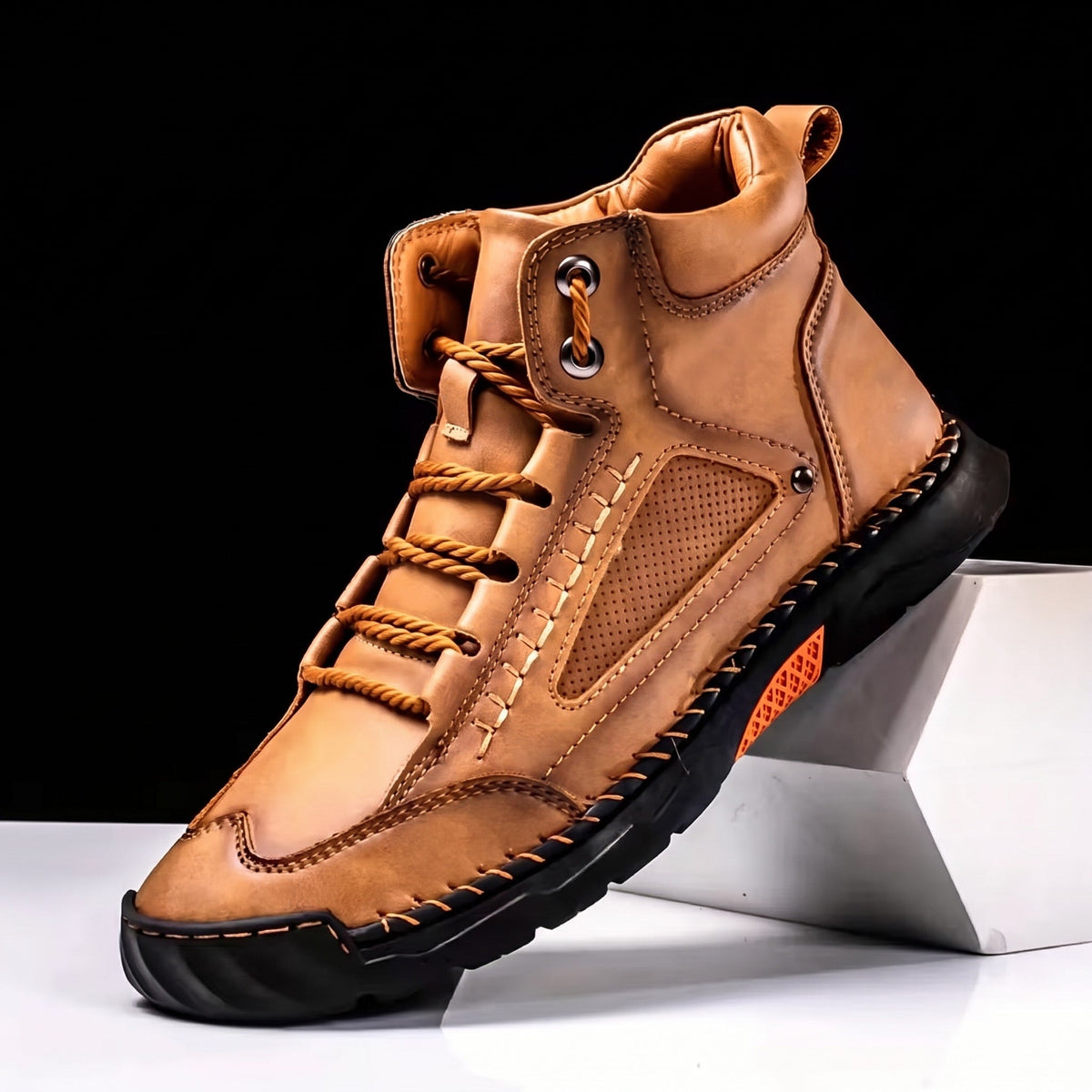 Marcus - Men's Orthopaedic Lace-Up Ankle Boots with Contrast Sole