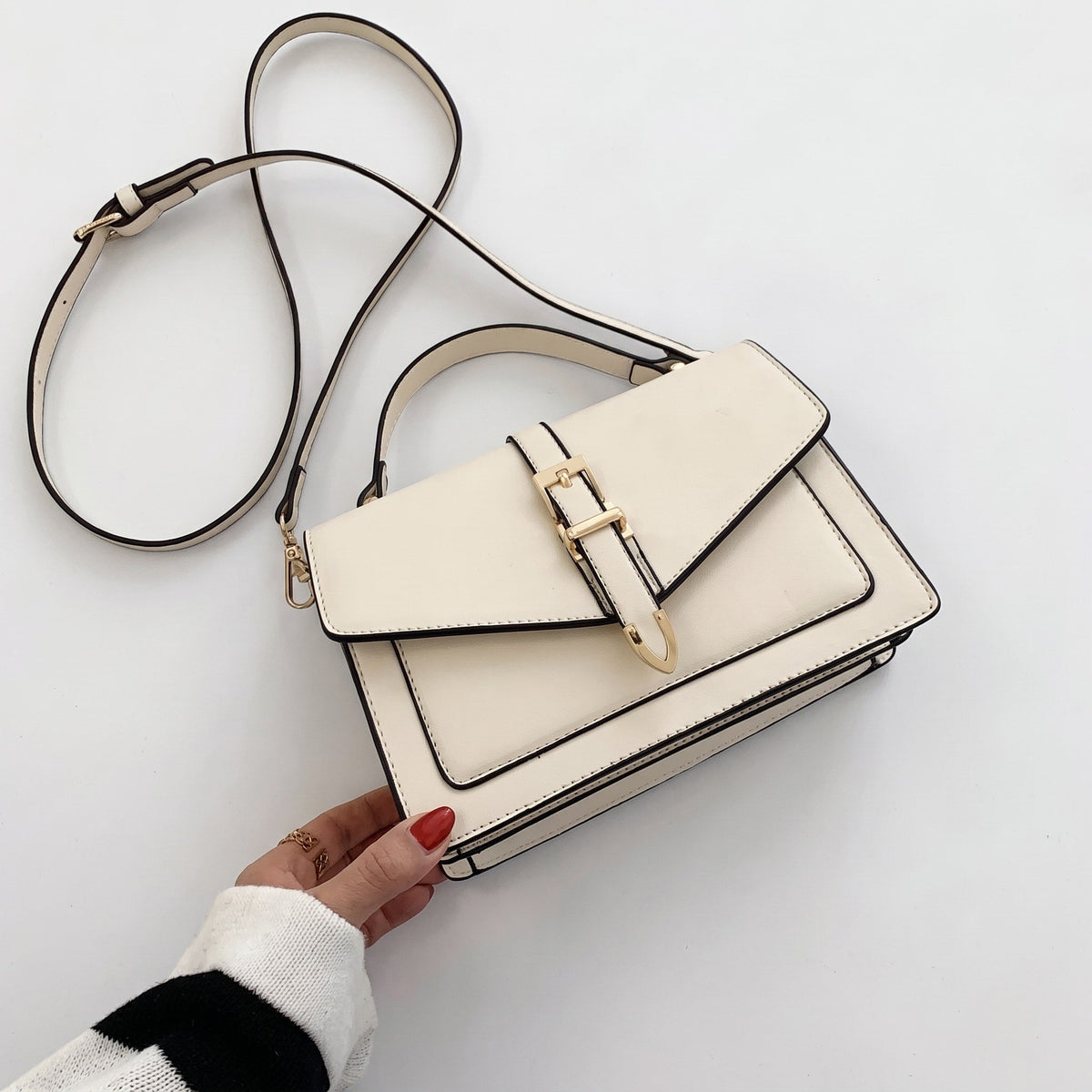 Claire – Women’s Envelope Flap Crossbody Bag with Buckle Strap