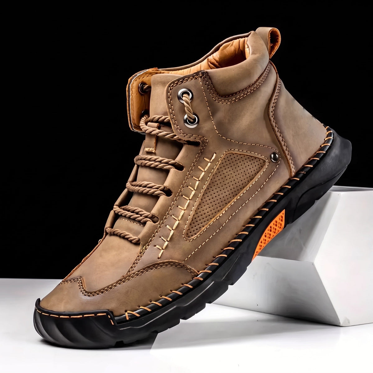 Marcus - Men's Orthopaedic Lace-Up Ankle Boots with Contrast Sole