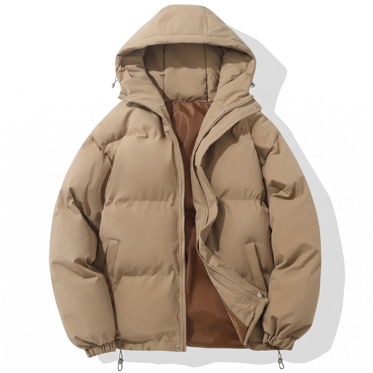 Abram - Men's Hooded Puffer Jacket with Zip Front and Drawstring Hem