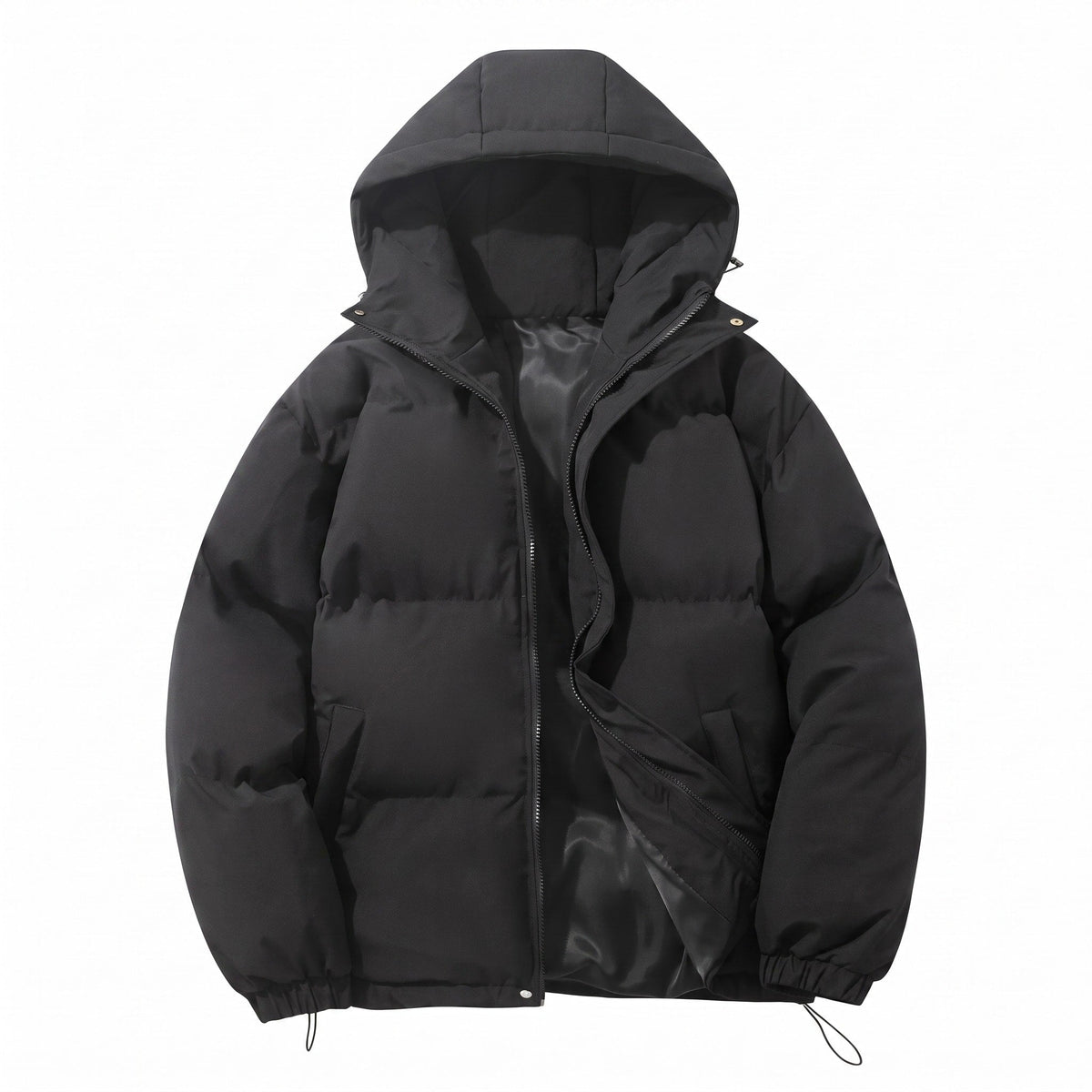 Abram - Men's Hooded Puffer Jacket with Zip Front and Drawstring Hem