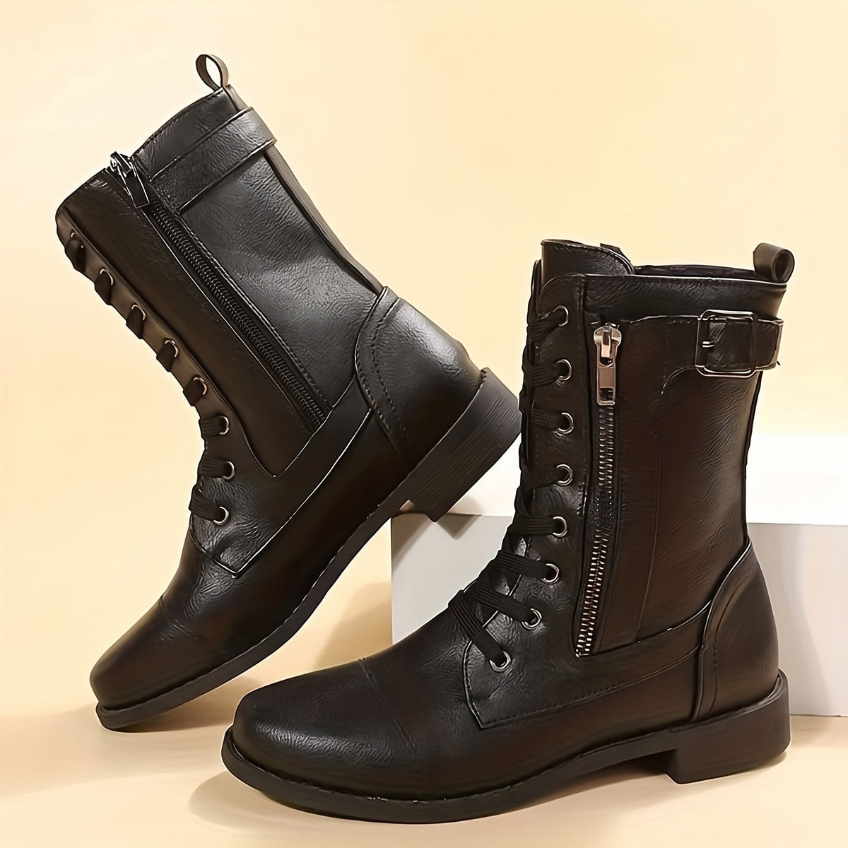 Anna - Women's Orthopedic Lace-Up Ankle Boots with Side Zip