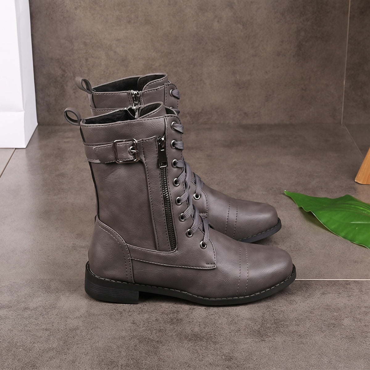 Anna - Women's Orthopedic Lace-Up Ankle Boots with Side Zip