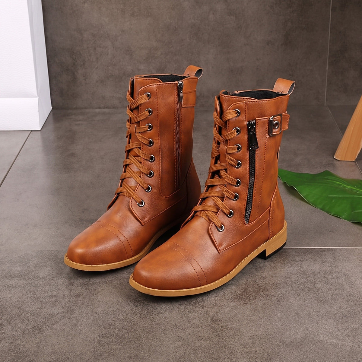 Anna - Women's Orthopedic Lace-Up Ankle Boots with Side Zip