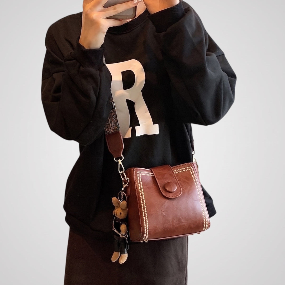 Emma – Women’s Studded Crossbody Bag with Wide Strap
