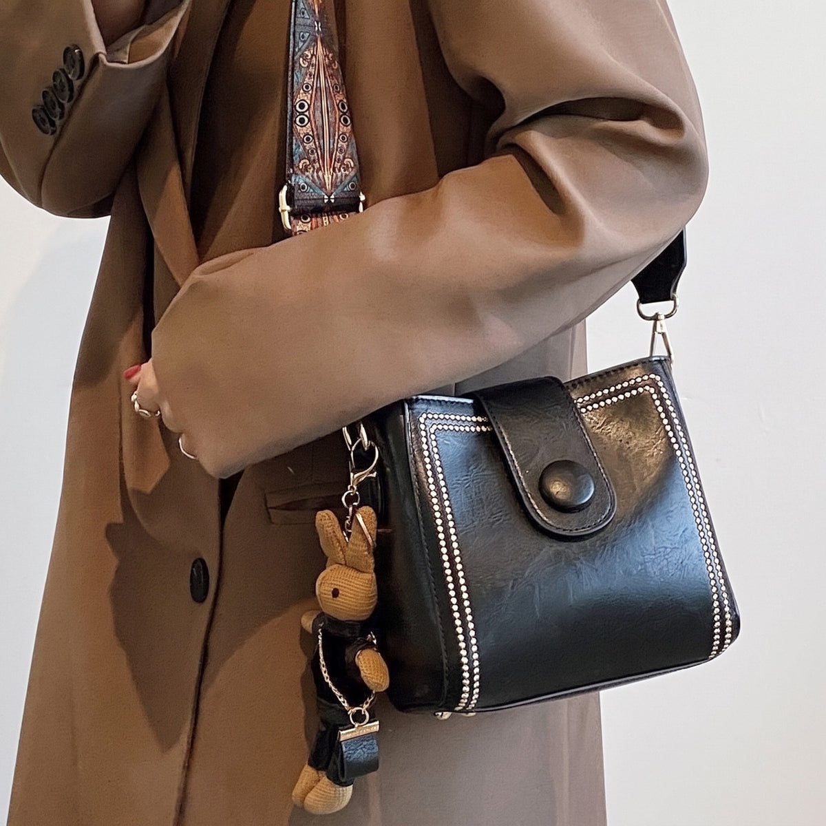 Emma – Women’s Studded Crossbody Bag with Wide Strap