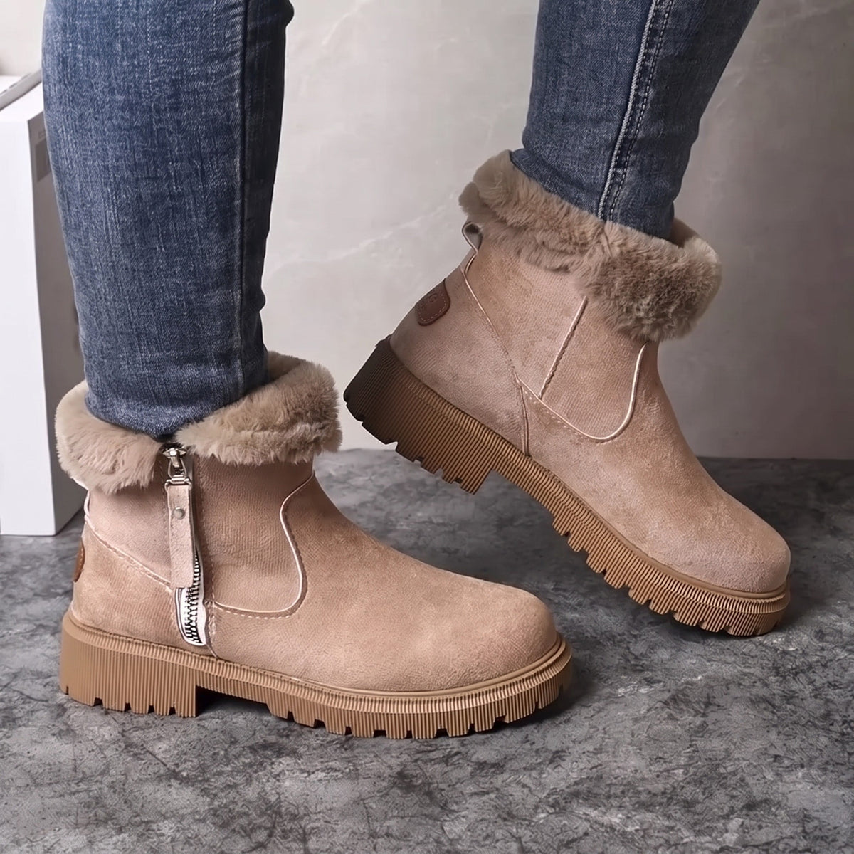 Harper - Women's Platform Ankle Boots with Zip Closure
