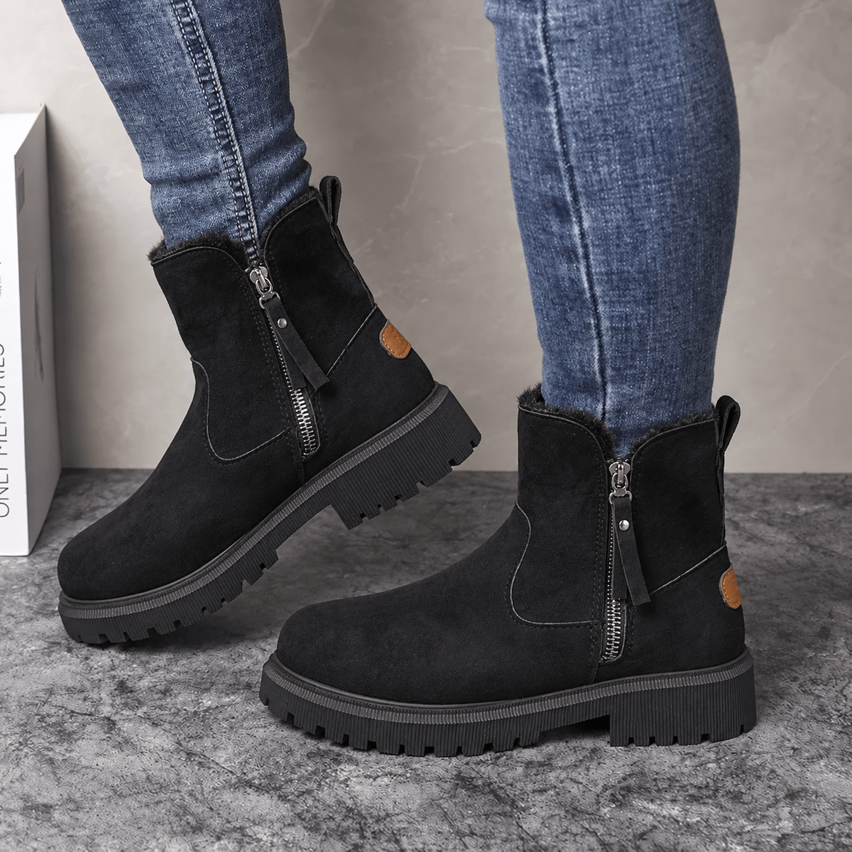 Harper - Women's Platform Ankle Boots with Zip Closure