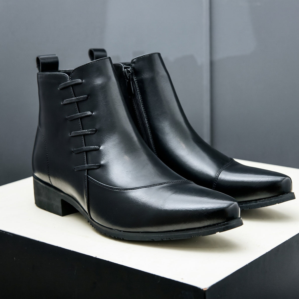 Samuel - Men's Lace-Up Ankle Boots with Brogue Stitching Detail