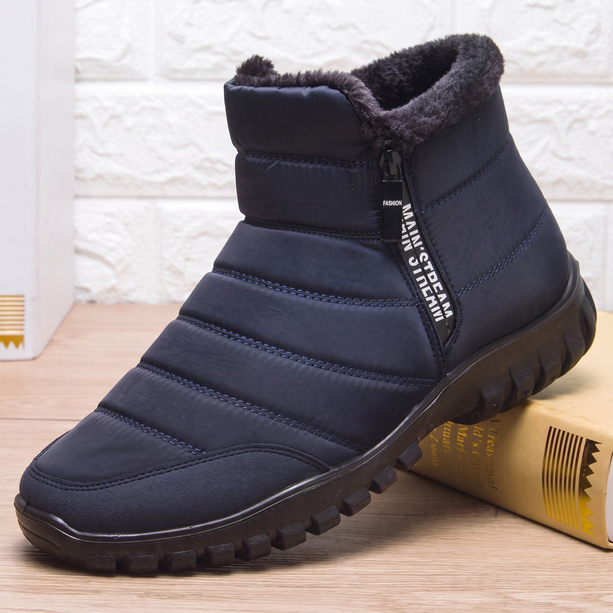 Jonas - Men's Orthopedic Faux Fur Lined Winter Ankle Boots with Side Zipper