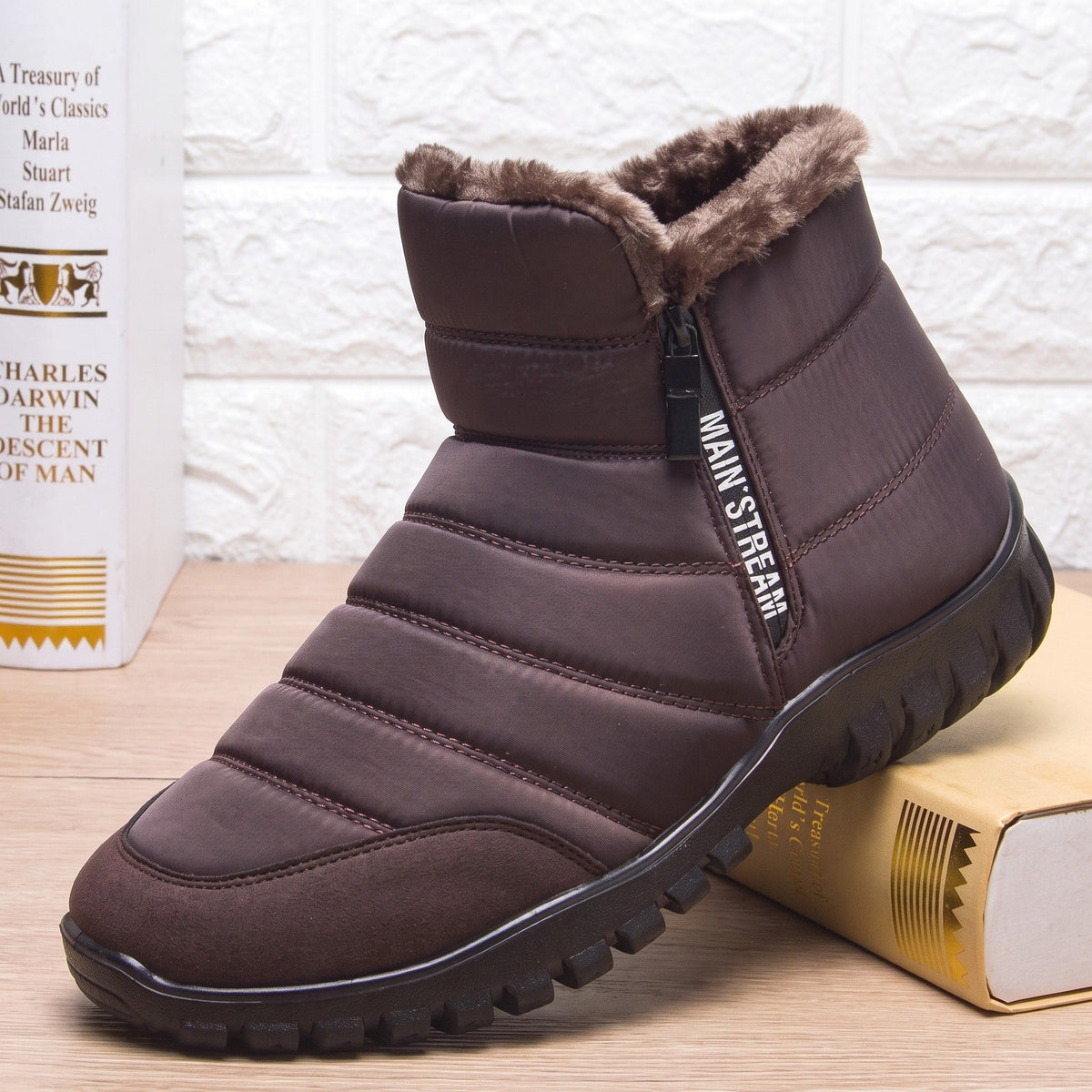 Jonas - Men's Orthopedic Faux Fur Lined Winter Ankle Boots with Side Zipper