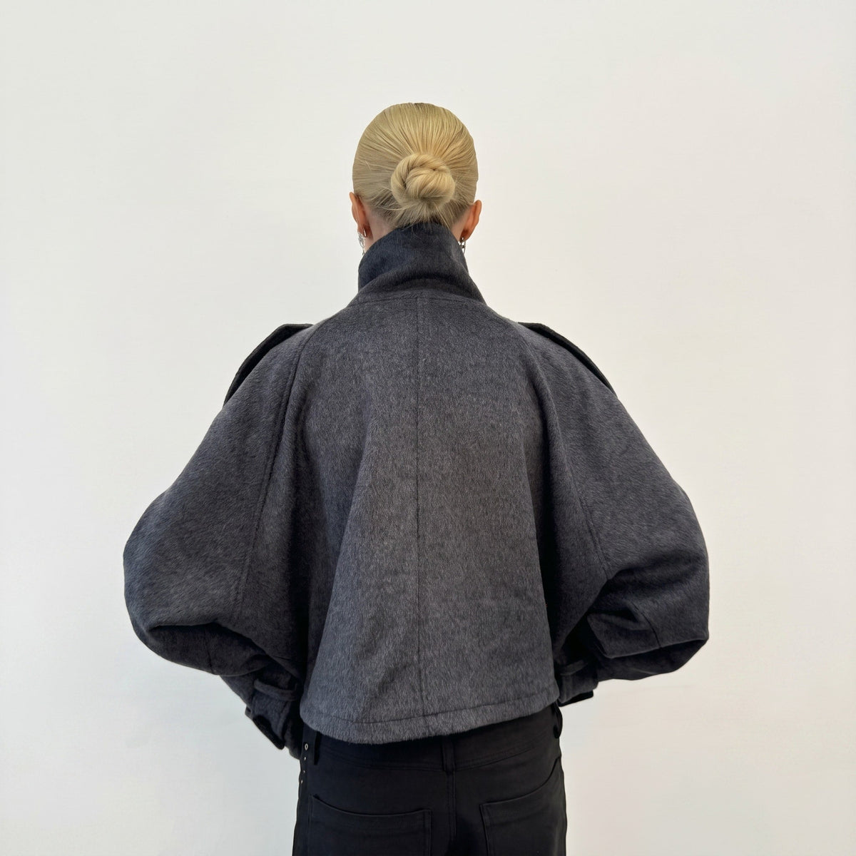 Elena - Women's Oversized Wool Look Jacket with Stand Collar