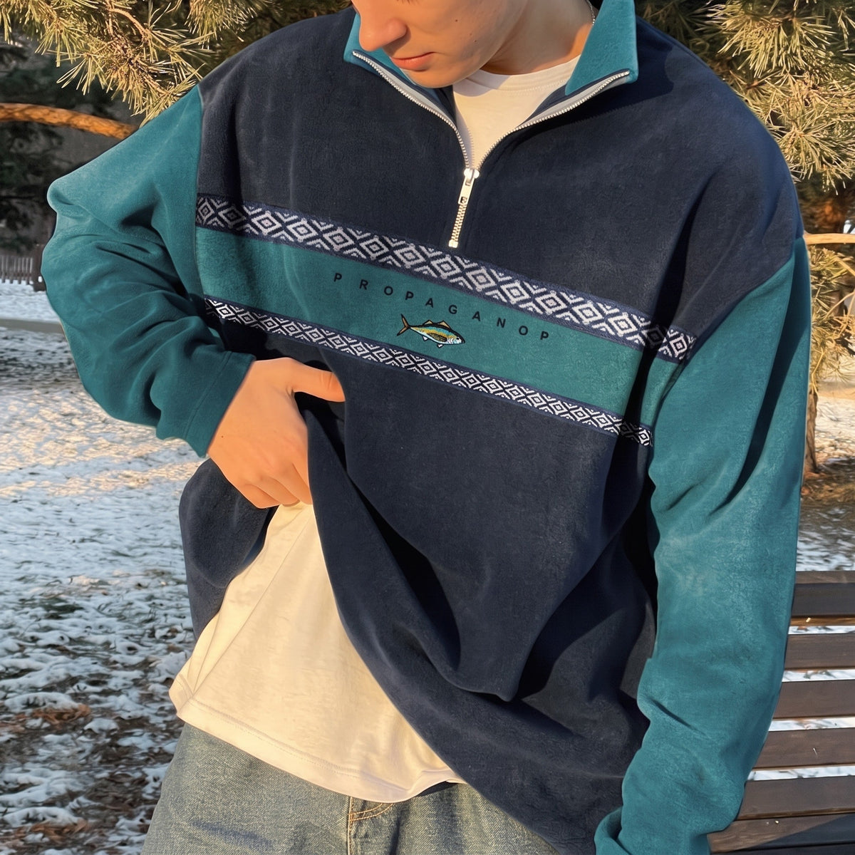 Elijah – Men’s Southwestern Print Quarter-Zip Pullover