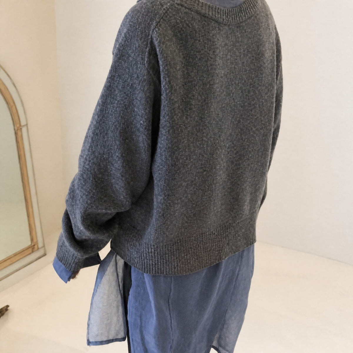 Fia - Women's Asymmetric Button Front Cardigan with Ribbed Trim
