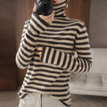 Harper - Women's Striped Turtleneck Sweater with Ribbed Cuffs