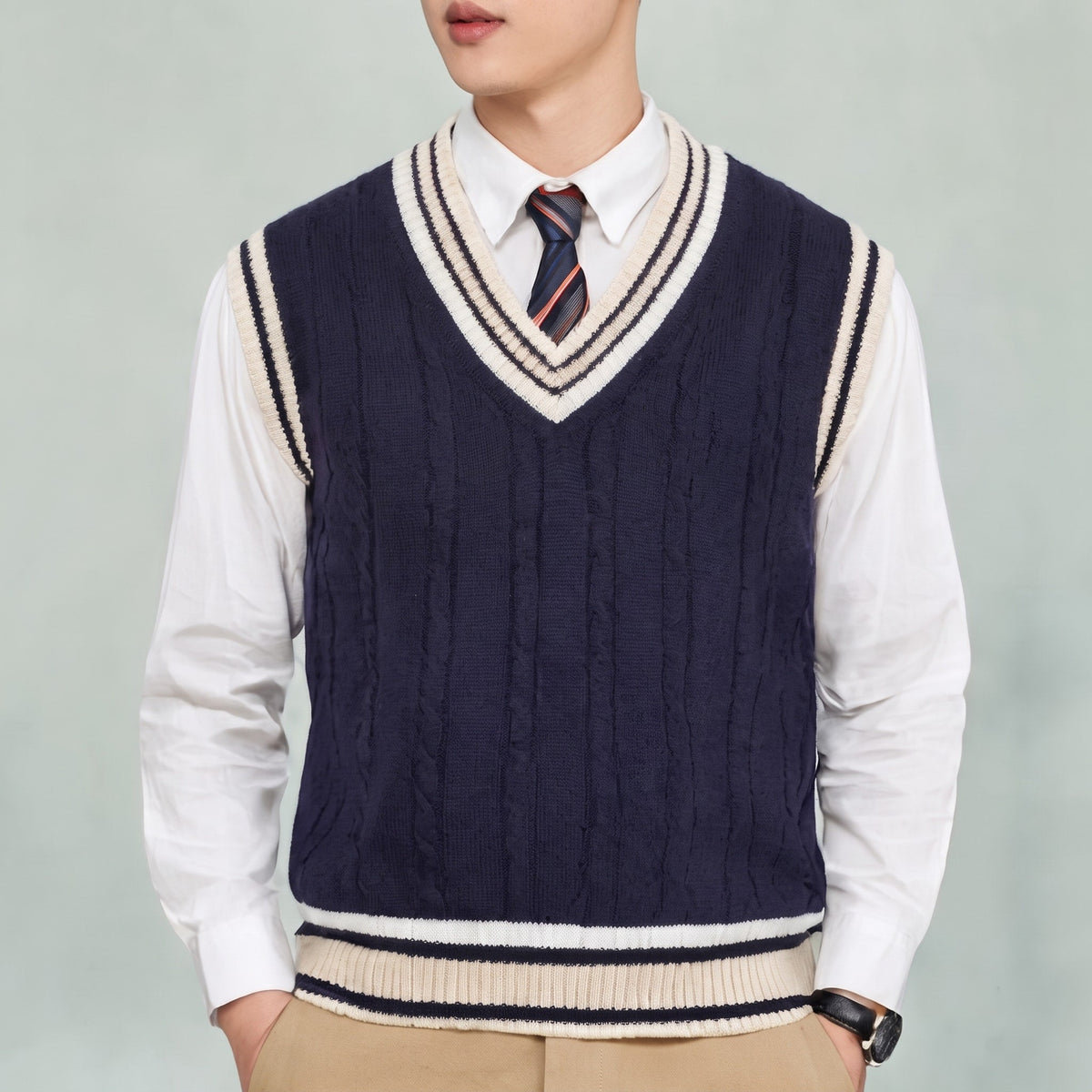 Oliver – Men’s Cricket V-Neck Striped Sweater Vest