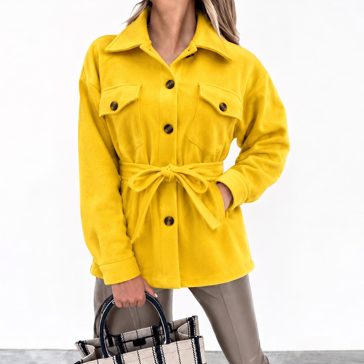 Isabelle - Women's Shirt Jacket with Chest Pockets and Button-Front Closure