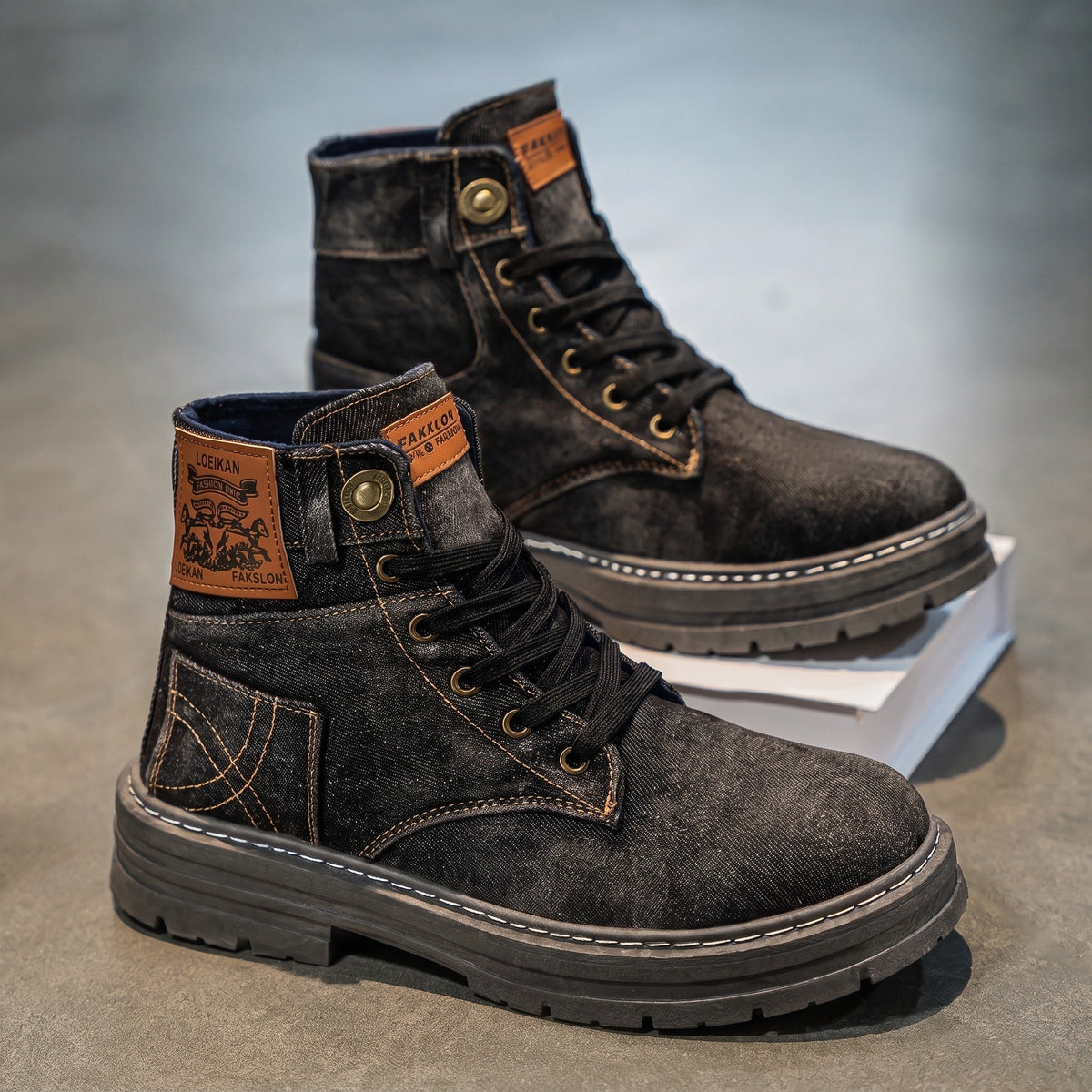 Jack - Men's Lace-Up Chunky Sole Combat Boots with Padded Collar