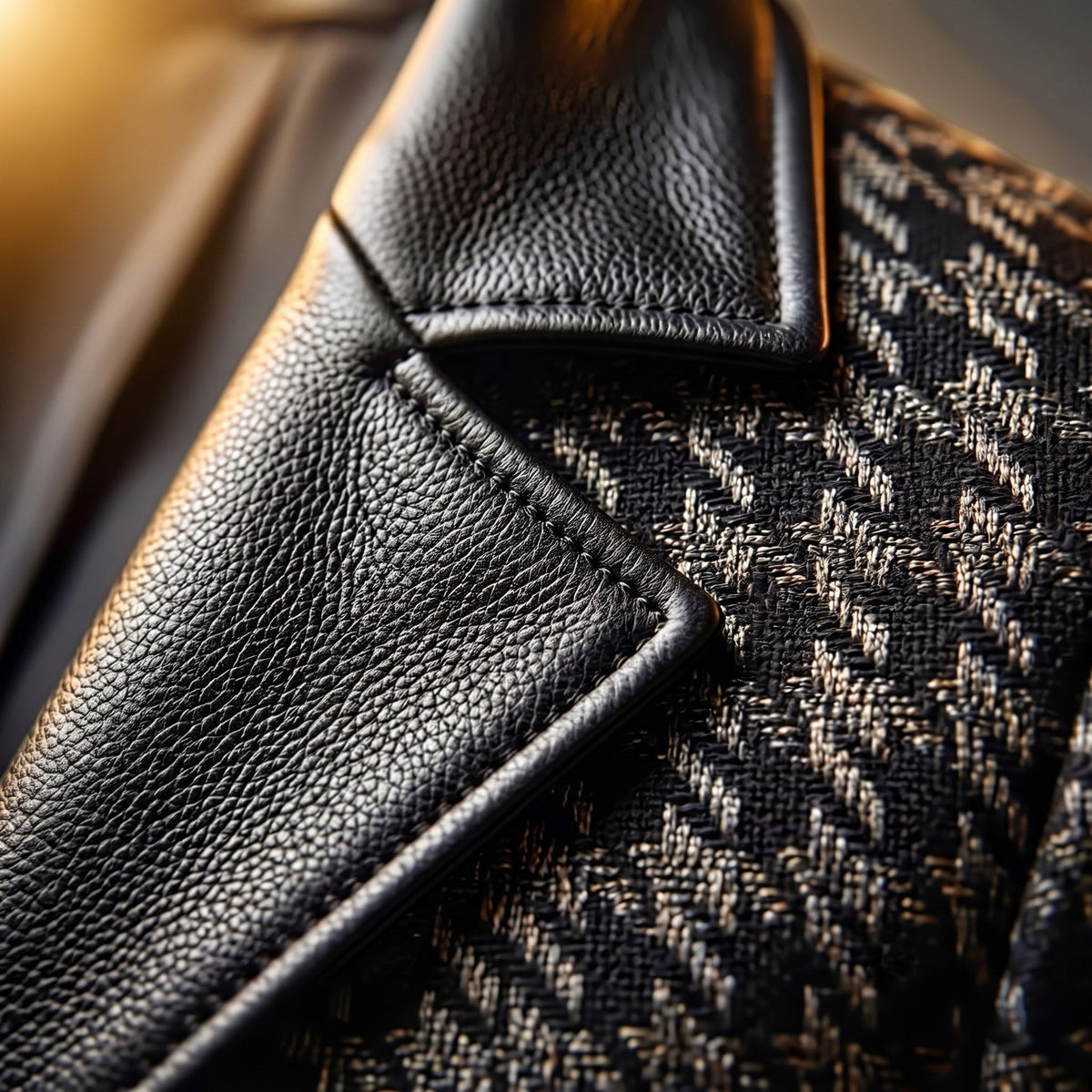 James - Men's Houndstooth Panel Jacket with Contrast Sleeves