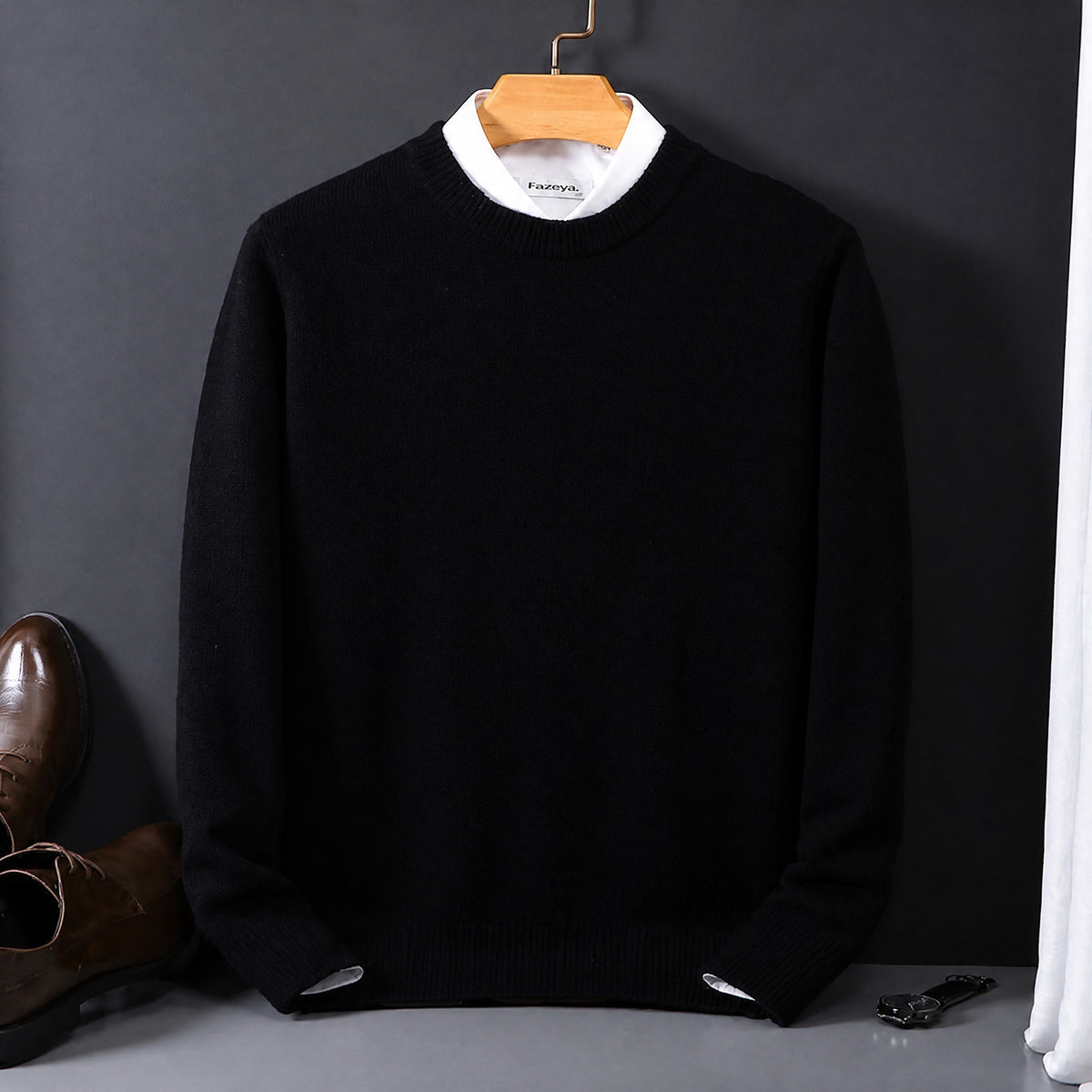 James - Men's Mock Neck Layered Collar Knit Sweater