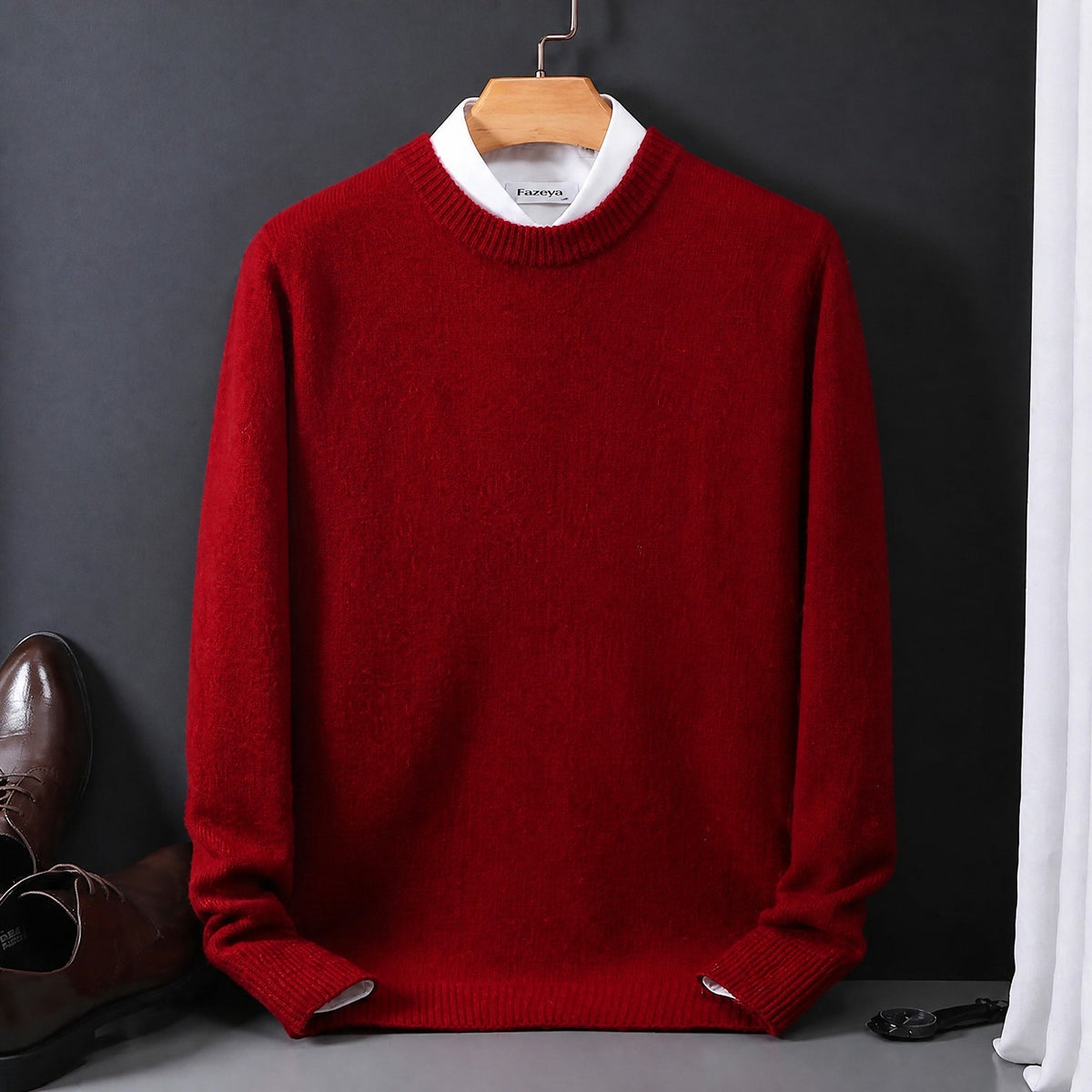 James - Men's Mock Neck Layered Collar Knit Sweater