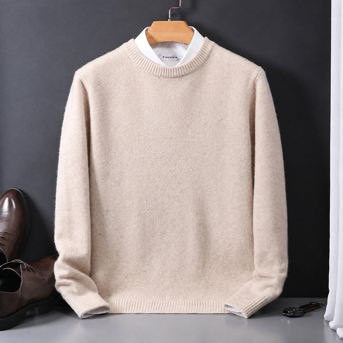 James - Men's Mock Neck Layered Collar Knit Sweater