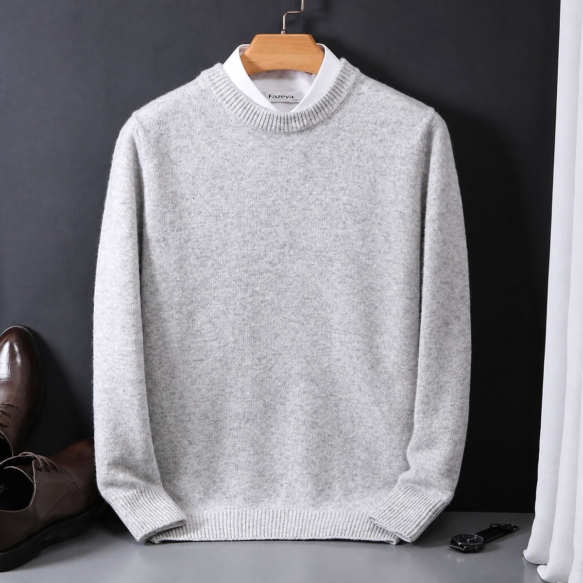 James - Men's Mock Neck Layered Collar Knit Sweater
