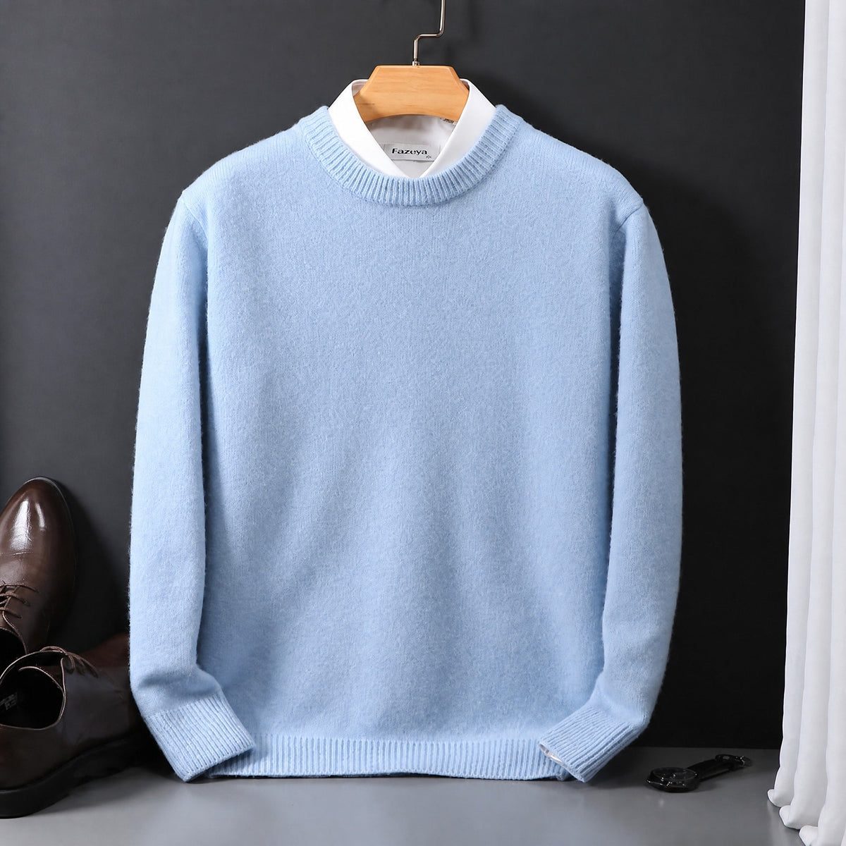 James - Men's Mock Neck Layered Collar Knit Sweater