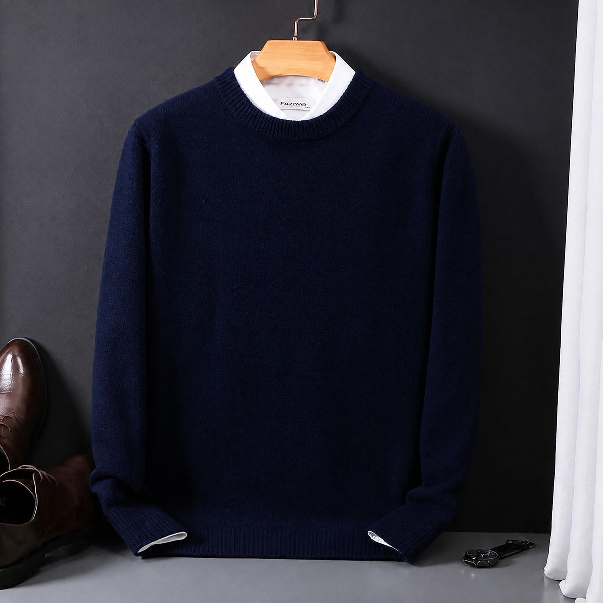 James - Men's Mock Neck Layered Collar Knit Sweater