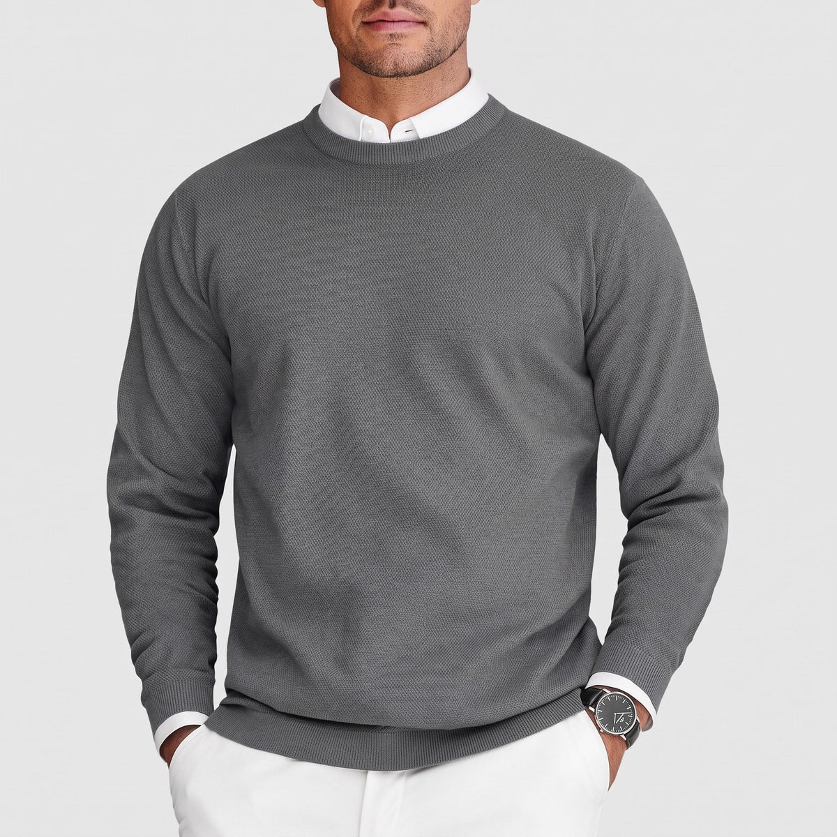 Arthur – Men’s Mock Layered Collar Knit Sweater