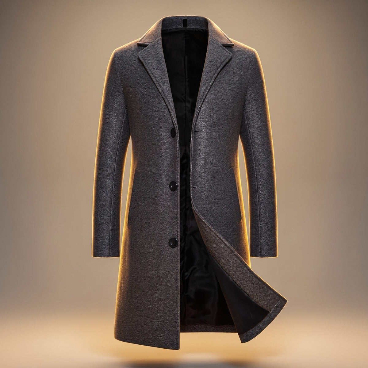 James - Men's Tailored Notch Lapel Longline Overcoat