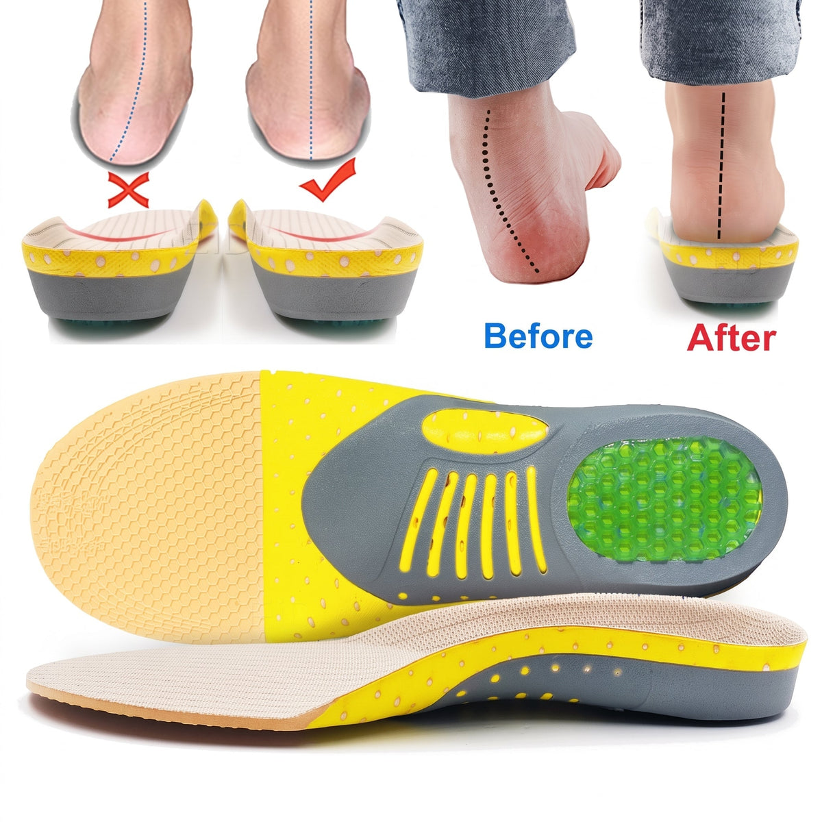 Marcus – Unisex Gel Insoles with Shock Absorption and Arch Support