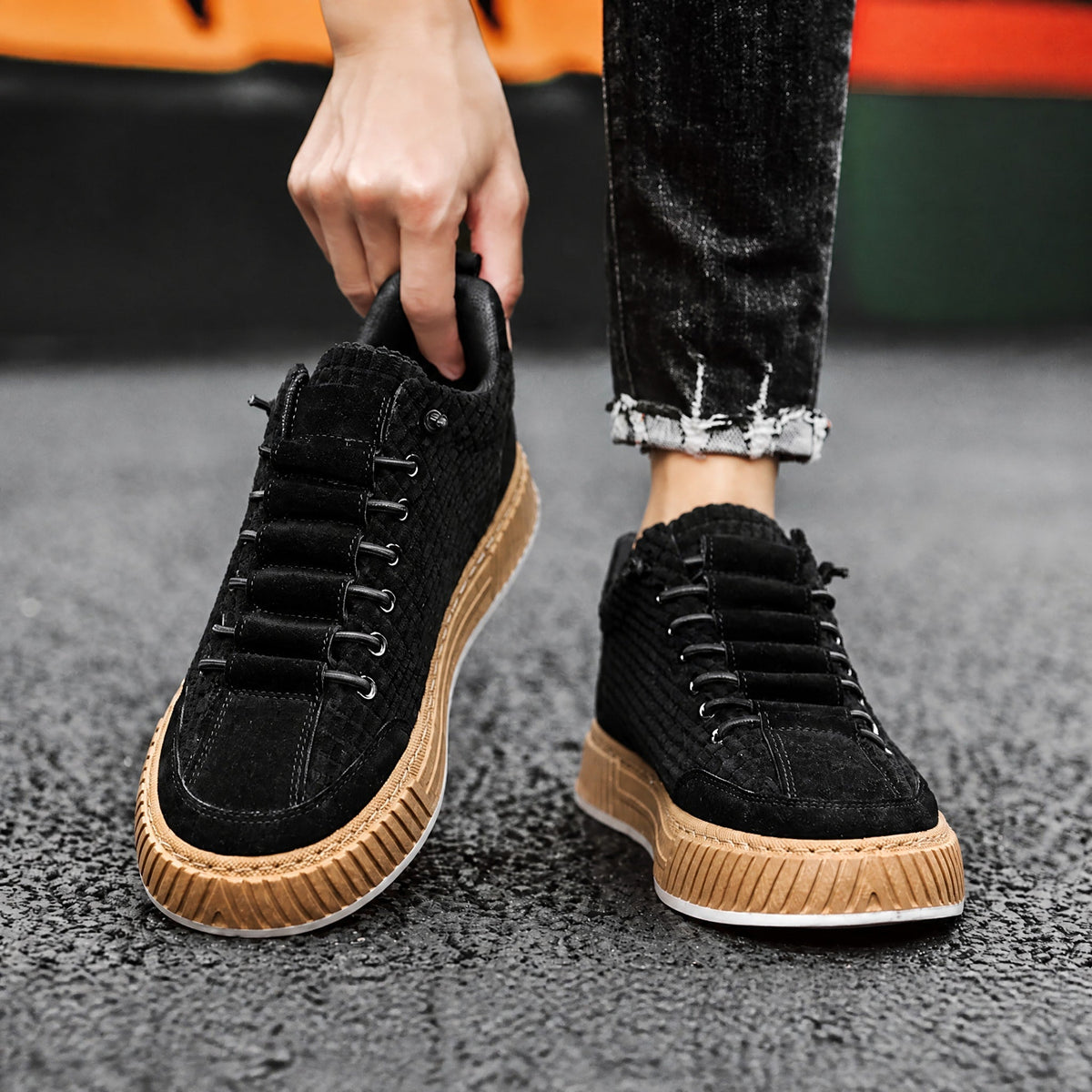 Jonas - Men's Supportive Quilted Low-Top Lace-Up Sneakers