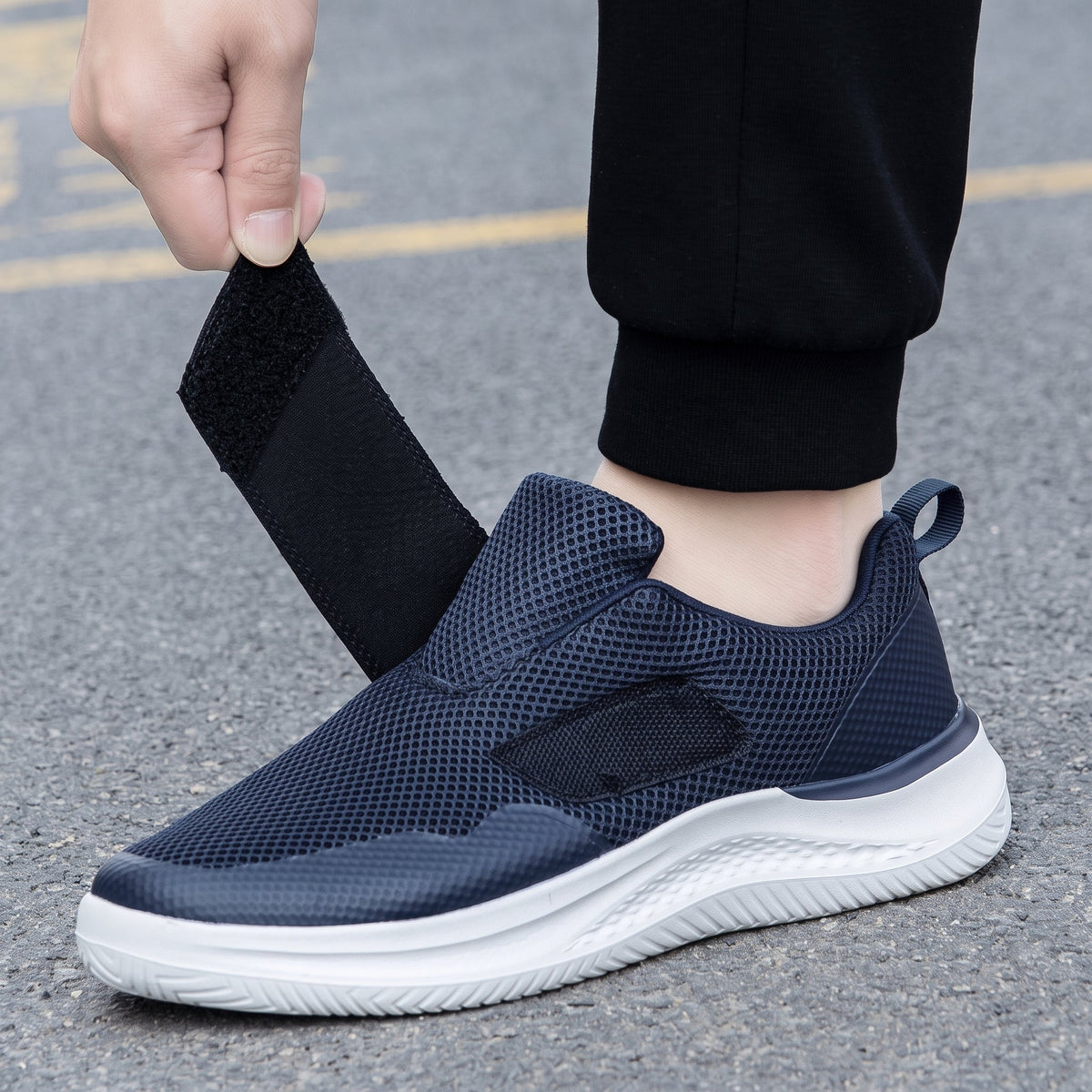 Jonas - Men's Supportive Wide Fit Sneakers with Adjustable Velcro Strap