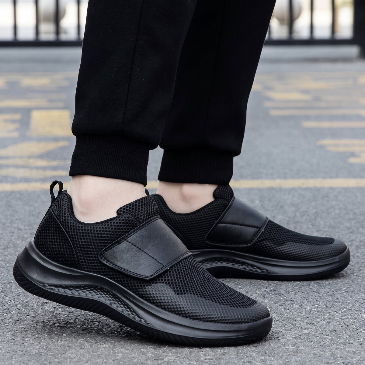 Jonas - Men's Supportive Wide Fit Sneakers with Adjustable Velcro Strap