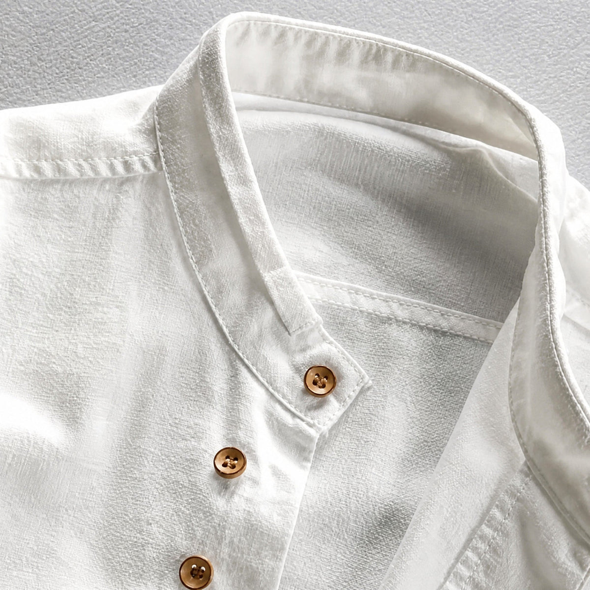 Julian - Men's Stand Collar Button-Down Shirt with Roll-Up Sleeves