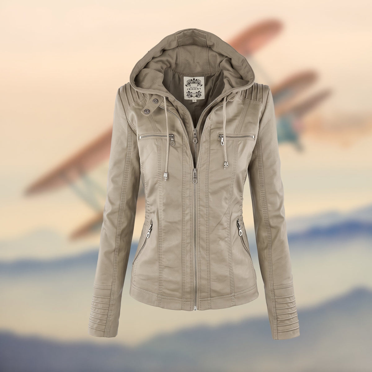 Karolina - Women's Hooded Fitted Jacket with Zip Pockets