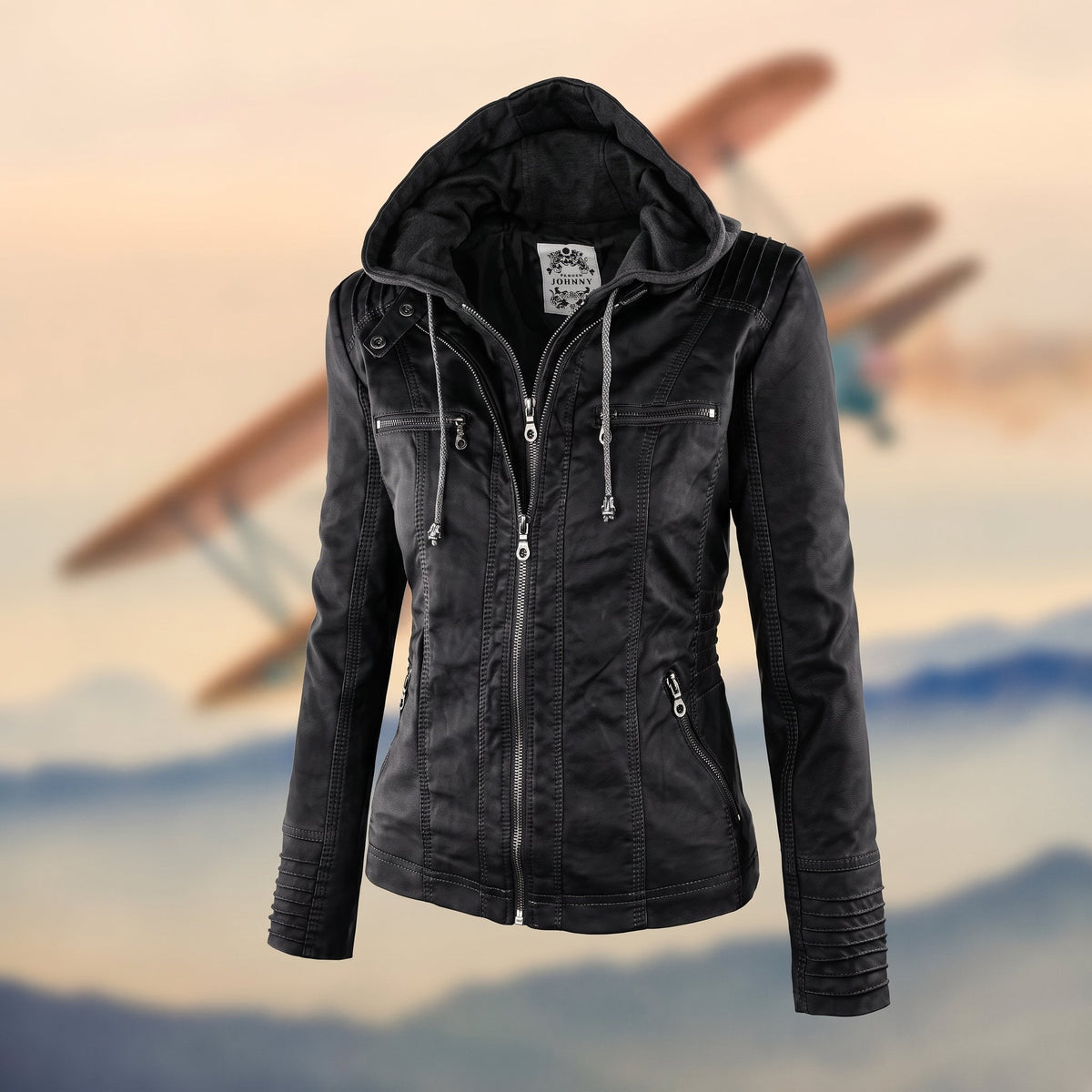 Karolina - Women's Hooded Fitted Jacket with Zip Pockets