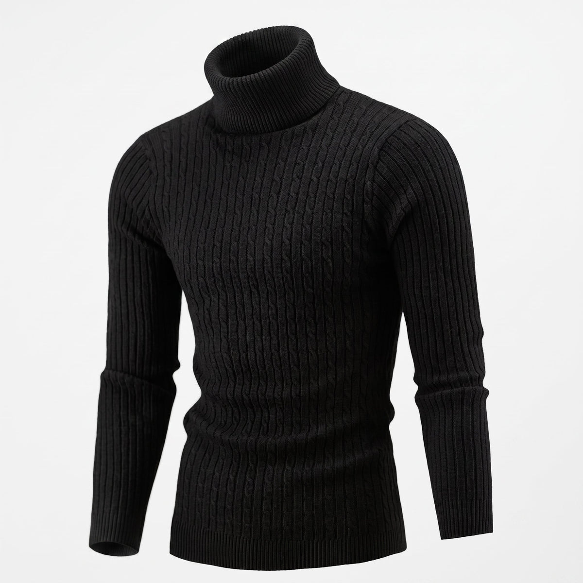 Klaus - Men's Cable Turtleneck Sweater with Ribbed Cuffs