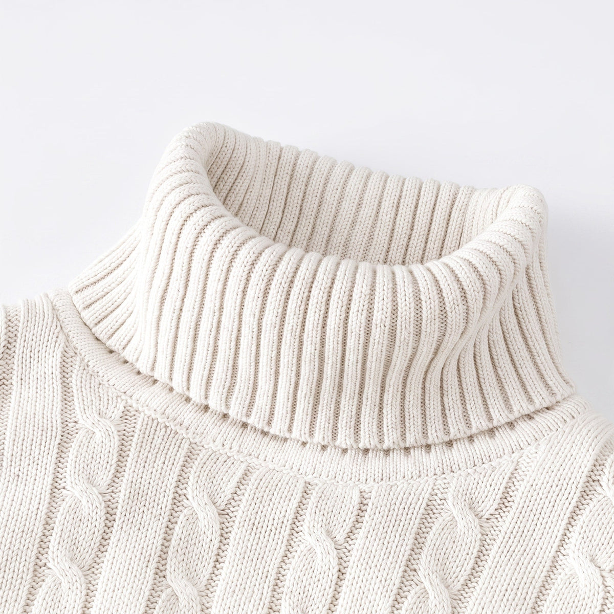 Klaus - Men's Cable Turtleneck Sweater with Ribbed Cuffs