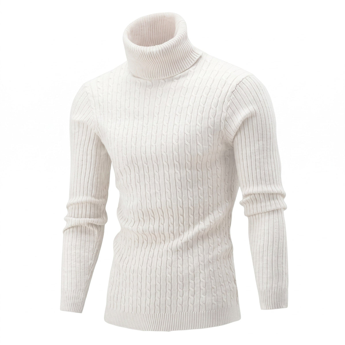 Klaus - Men's Cable Turtleneck Sweater with Ribbed Cuffs
