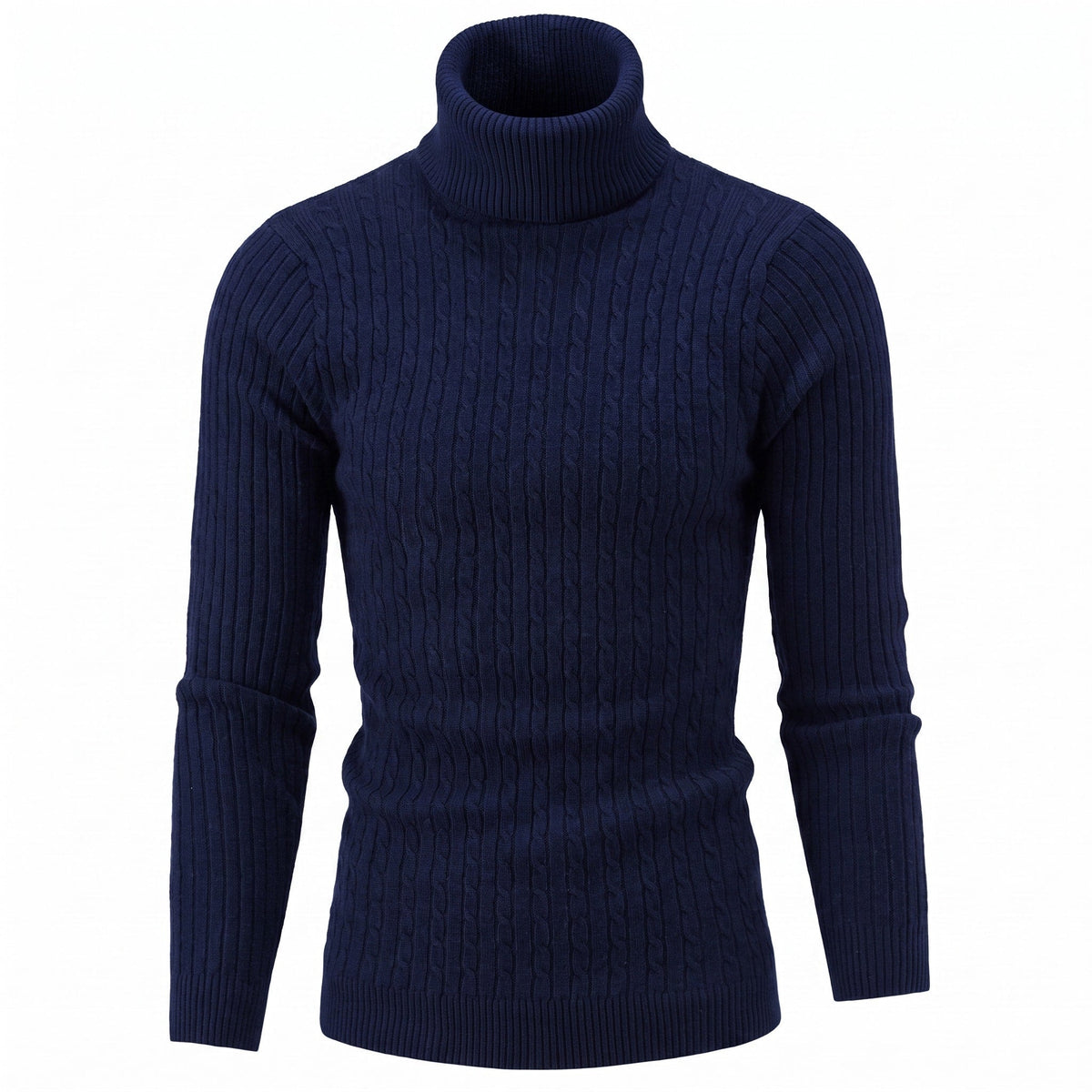Klaus - Men's Cable Turtleneck Sweater with Ribbed Cuffs