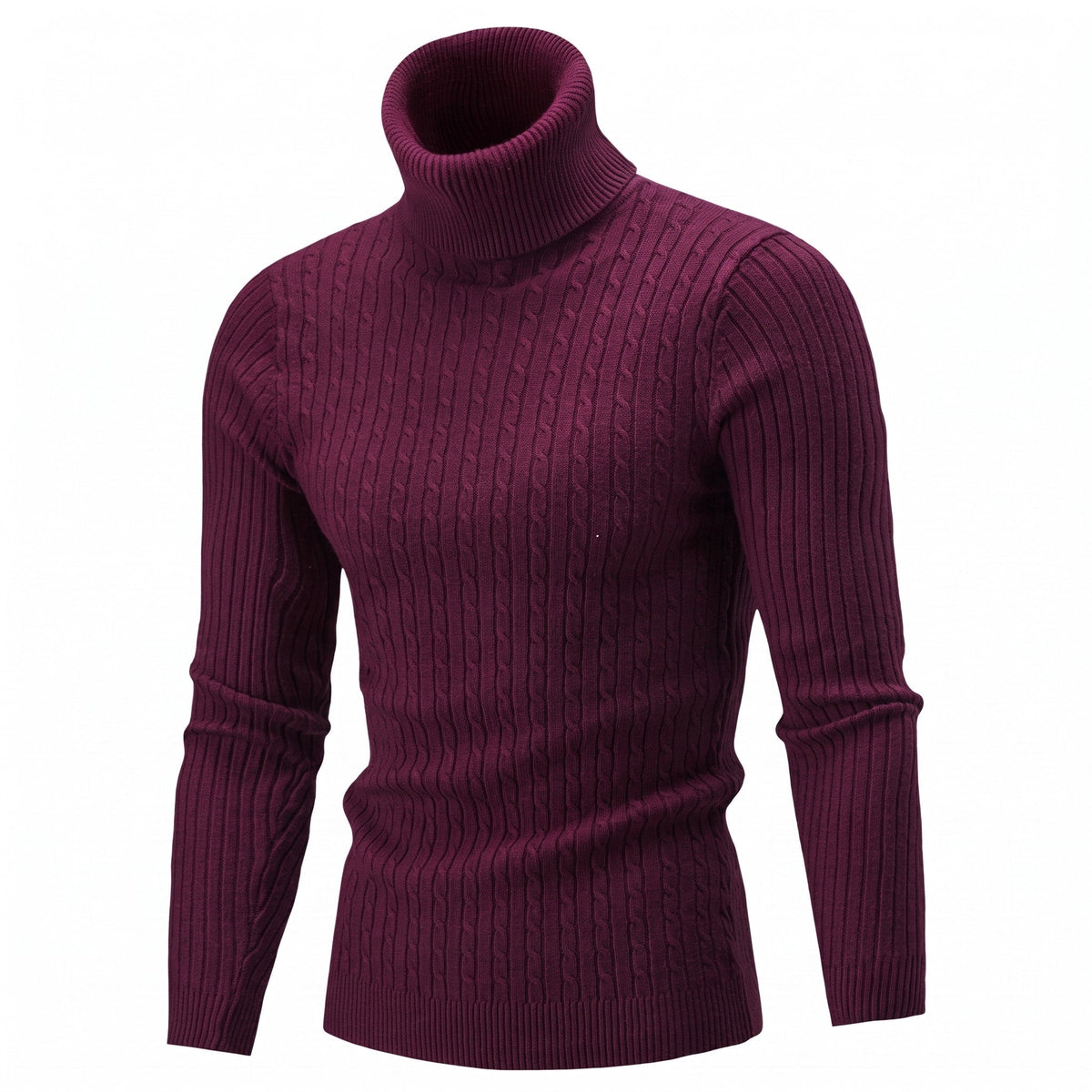 Klaus - Men's Cable Turtleneck Sweater with Ribbed Cuffs