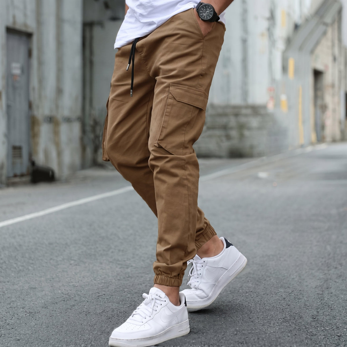 Lionel - Men's Slim Fit Cargo Joggers with Drawstring Waist