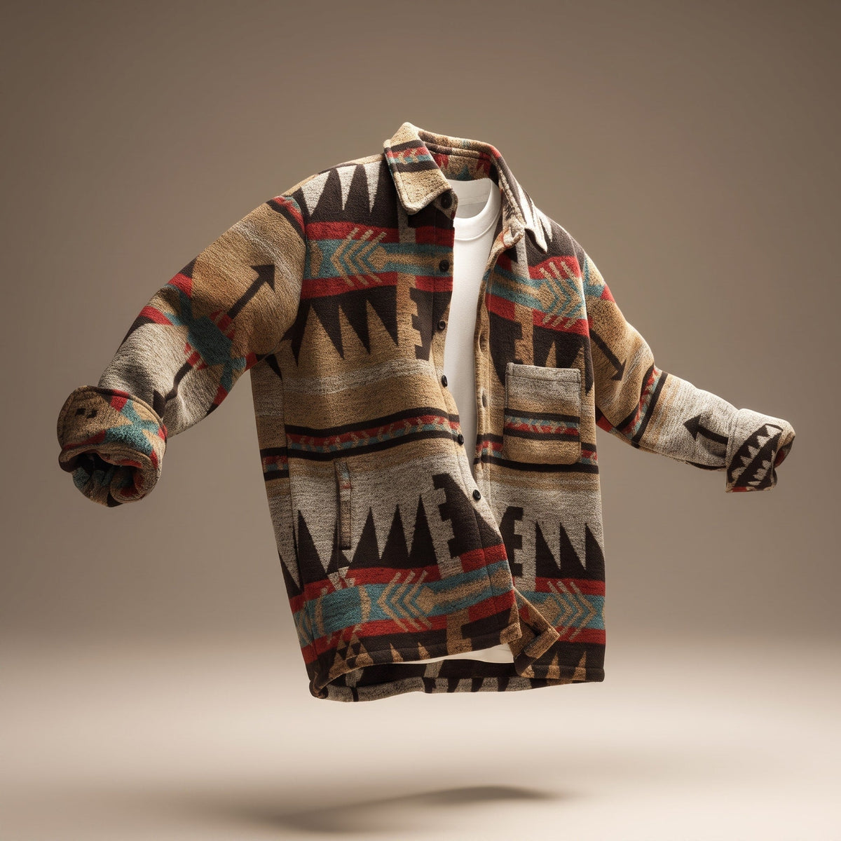 Marcus - Men's Aztec Print Relaxed Fit Jacket with Chest Pocket