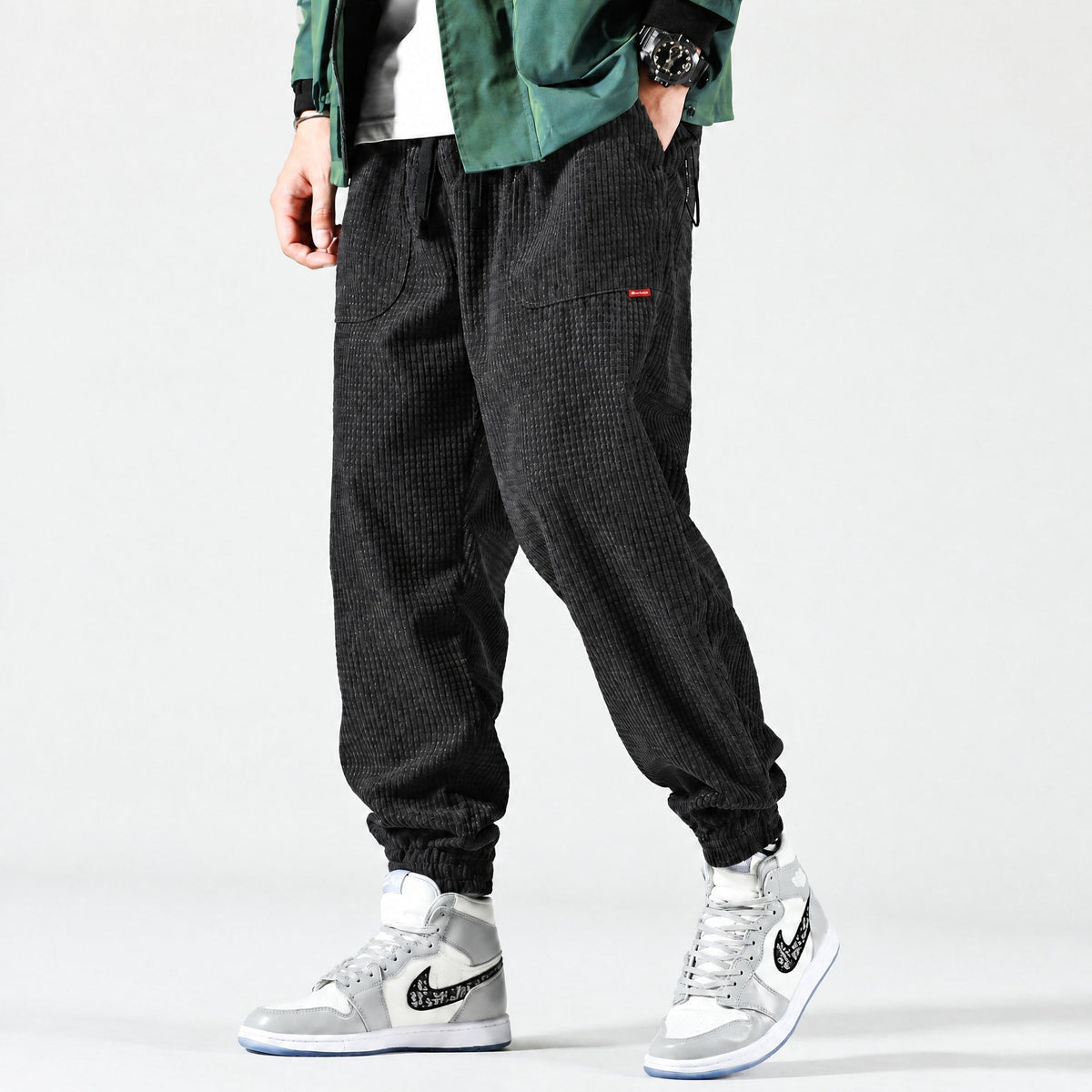 Marcus - Men's Corduroy Cargo Joggers with Drawstring Waist